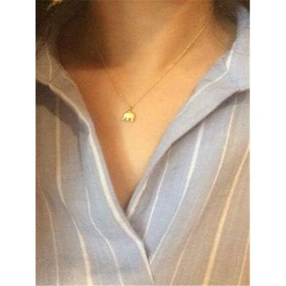 Elephant Pendant Necklace – “Lucky Us” Friendship & Memory Jewelry Minimalist - Picture 4 of 7